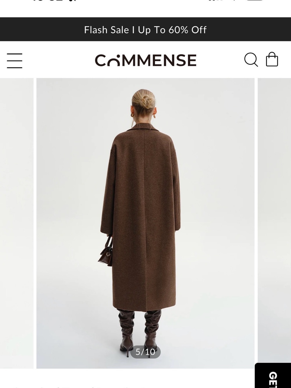 Commense Brown Wool Long Coat with Matching Skirt
